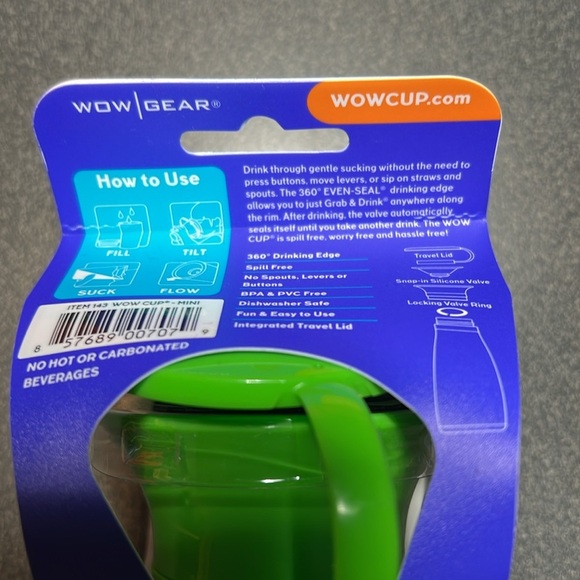 New Green 12oz Wow Cup Baby 6M+. No More Spills. 360* Drinking Edge. Travel Lid. - Picture 3 of 5